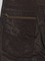 Delphic Soft Dark Brown Biker Leather Jeans - StudioSuits