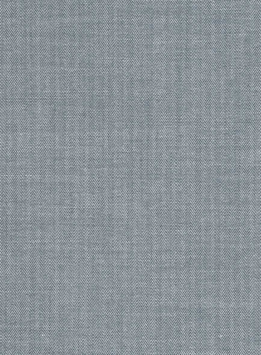 Denim Blue Herringbone Cotton Shirt - StudioSuits
