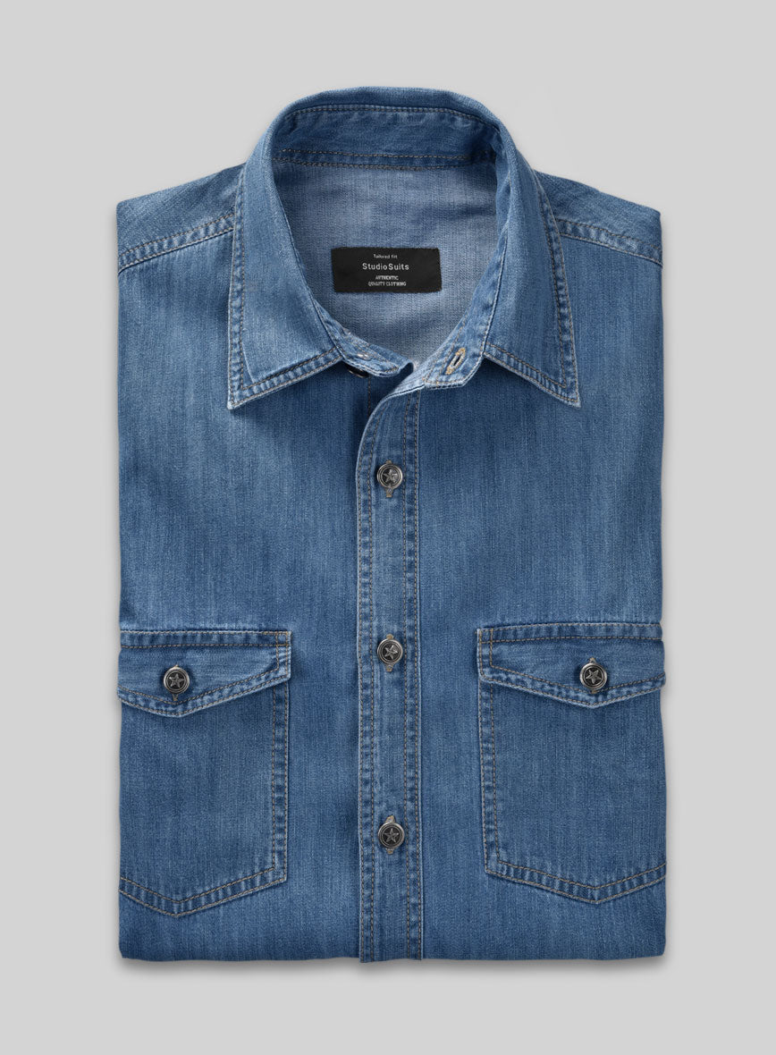 Denim Shirt - Light Washed - StudioSuits