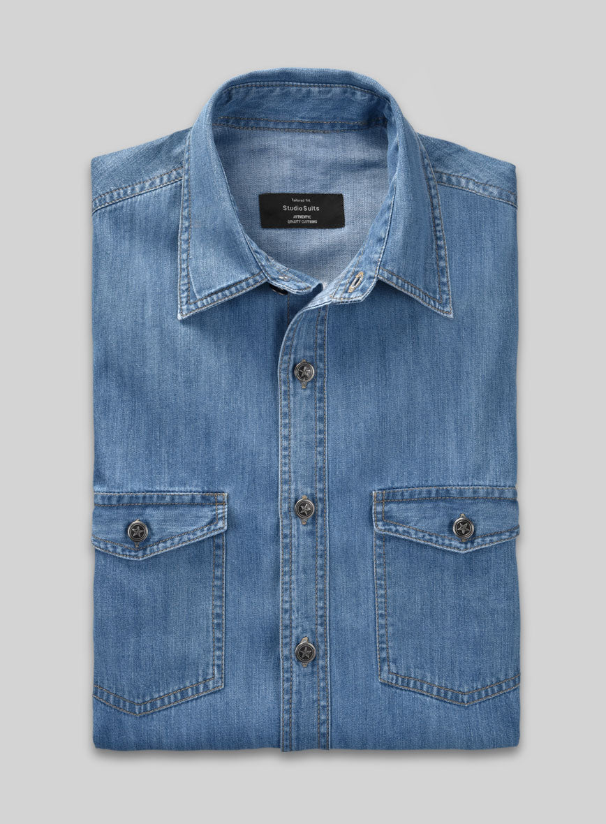 Denim Shirt - Light Washed - StudioSuits