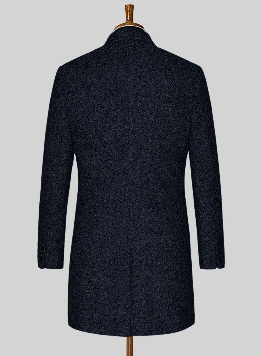 Deep Blue Heavy Tweed Overcoat - StudioSuits
