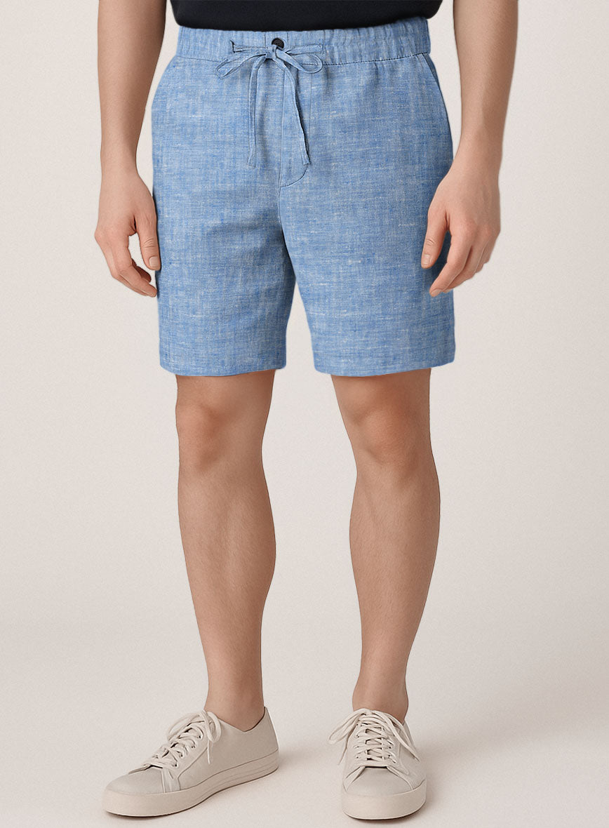 Desert Blue Linen Shorts - StudioSuits
