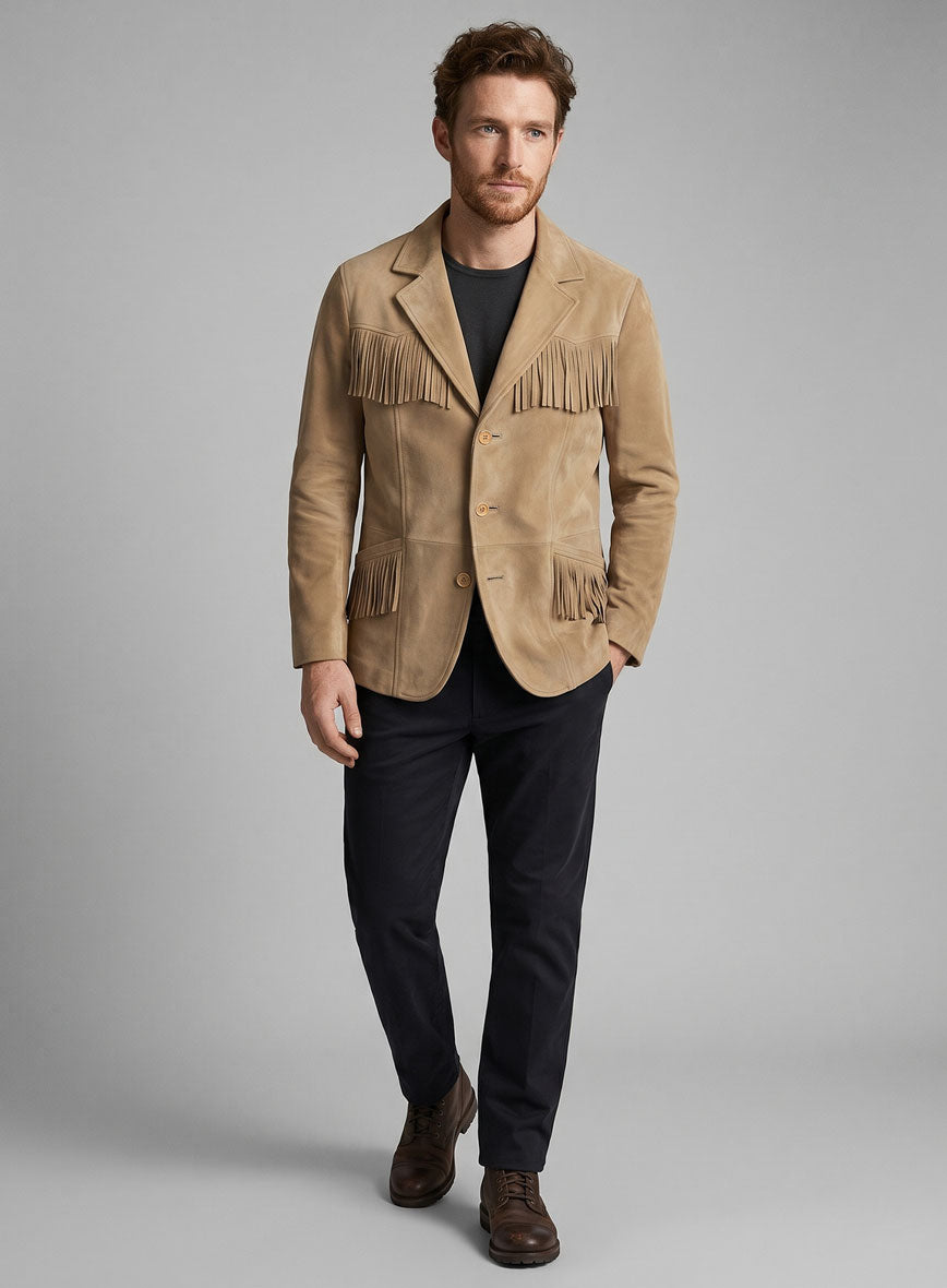 Desert Rider Fringe Suede Leather Blazer - StudioSuits