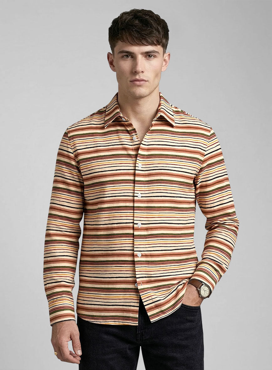 Desert Caravan Stripe Cotton Shirt - StudioSuits