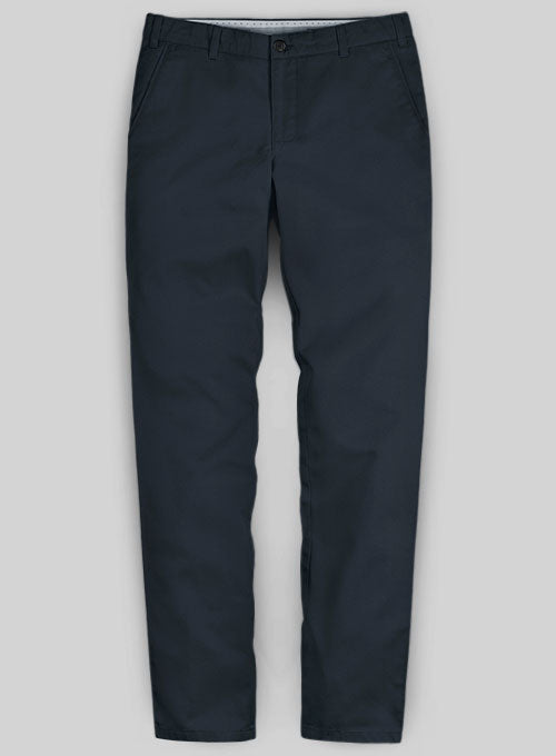 Washed Dark Blue Stretch Chino Pants - StudioSuits