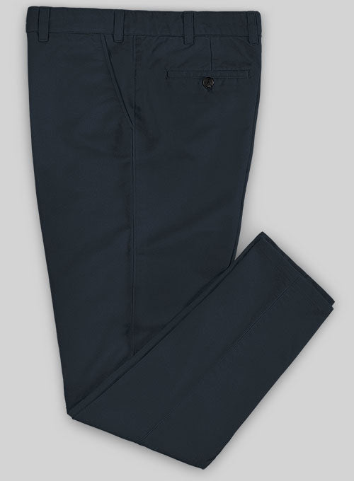 Washed Dark Blue Stretch Chino Pants - StudioSuits