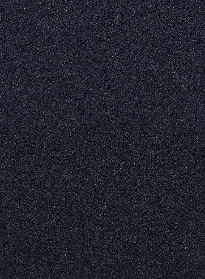 Deep Blue Herringbone Tweed Overcoat - StudioSuits