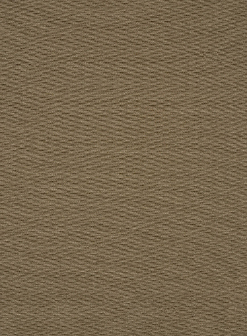 Dark Beige Feather Cotton Canvas Stretch Pants - StudioSuits