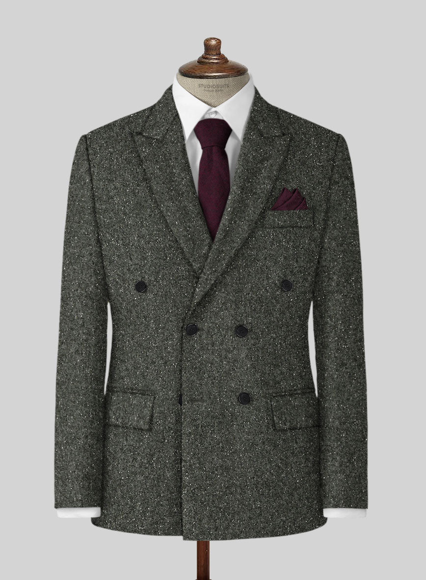 Dark Olive Flecks Donegal Tweed Jacket - StudioSuits