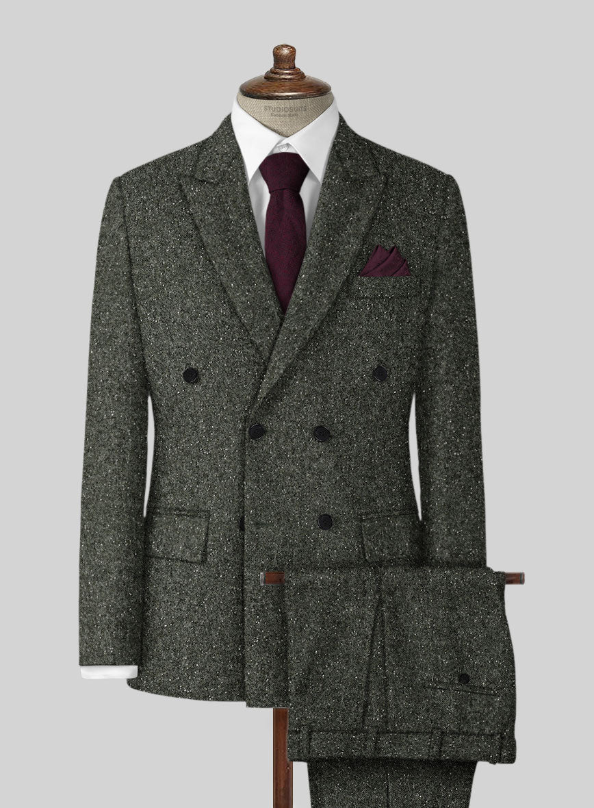 Dark Olive Flecks Donegal Tweed Suit - StudioSuits