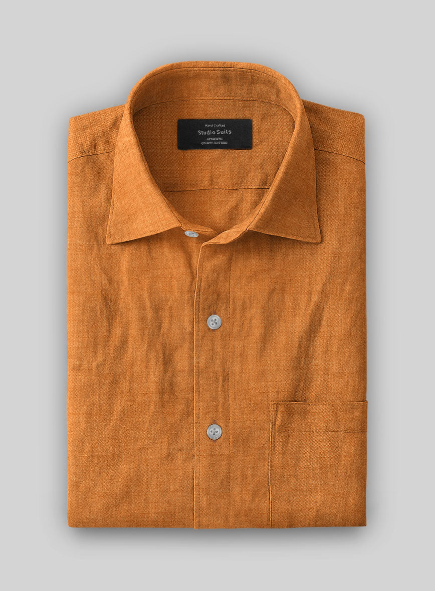 Dublin Autumn Orange Linen Shirt - StudioSuits