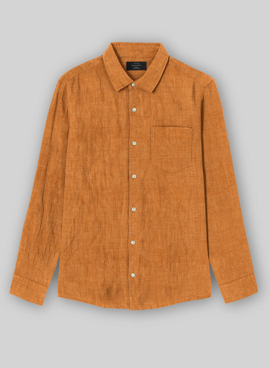 Dublin Autumn Orange Linen Shirt - StudioSuits