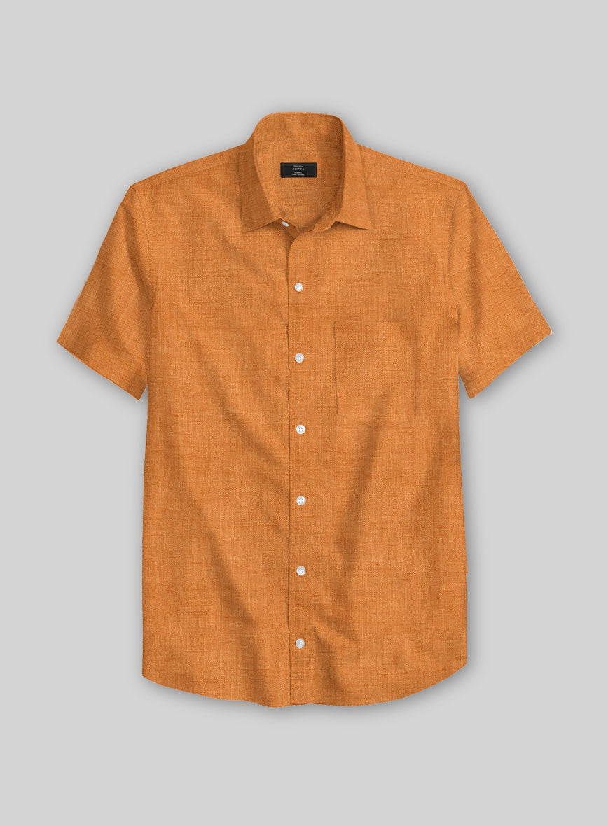 Dublin Autumn Orange Linen Shirt - StudioSuits
