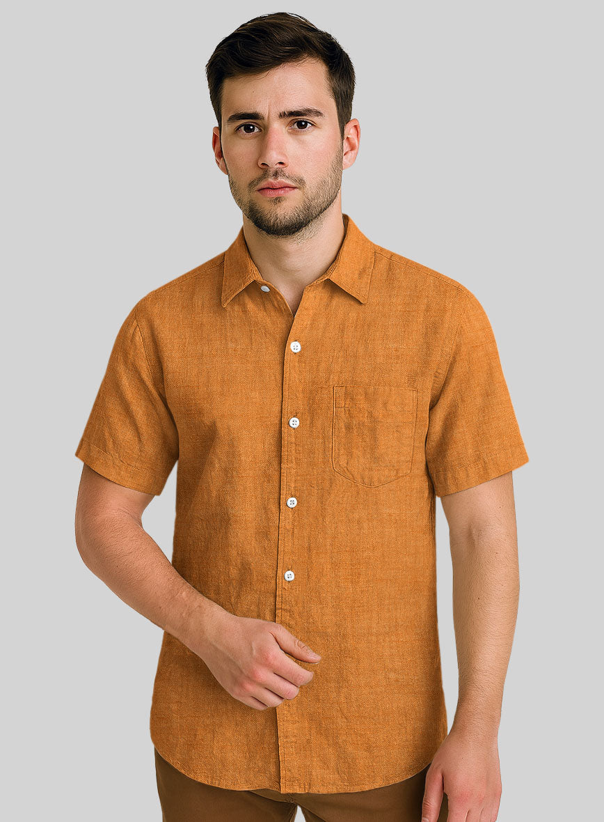Dublin Autumn Orange Linen Shirt - StudioSuits