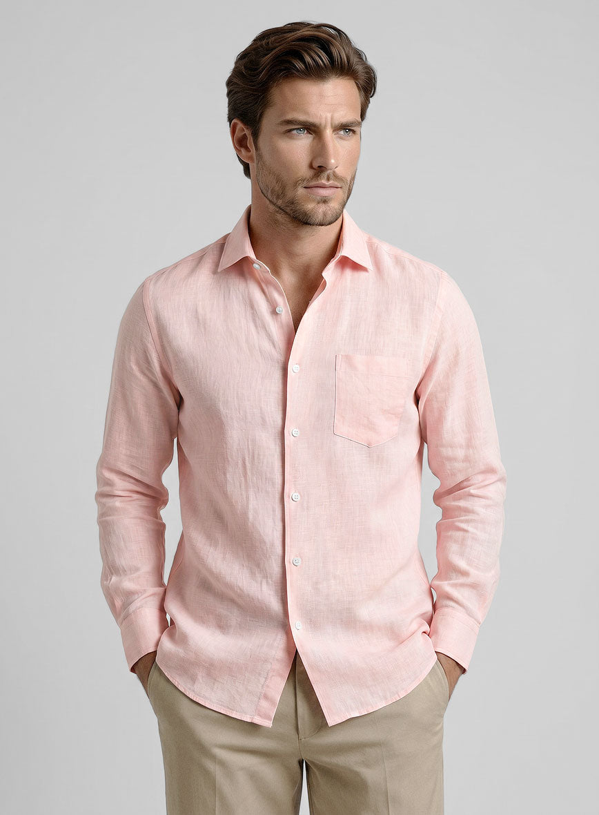 Dublin Baby Pink Linen Shirt - StudioSuits