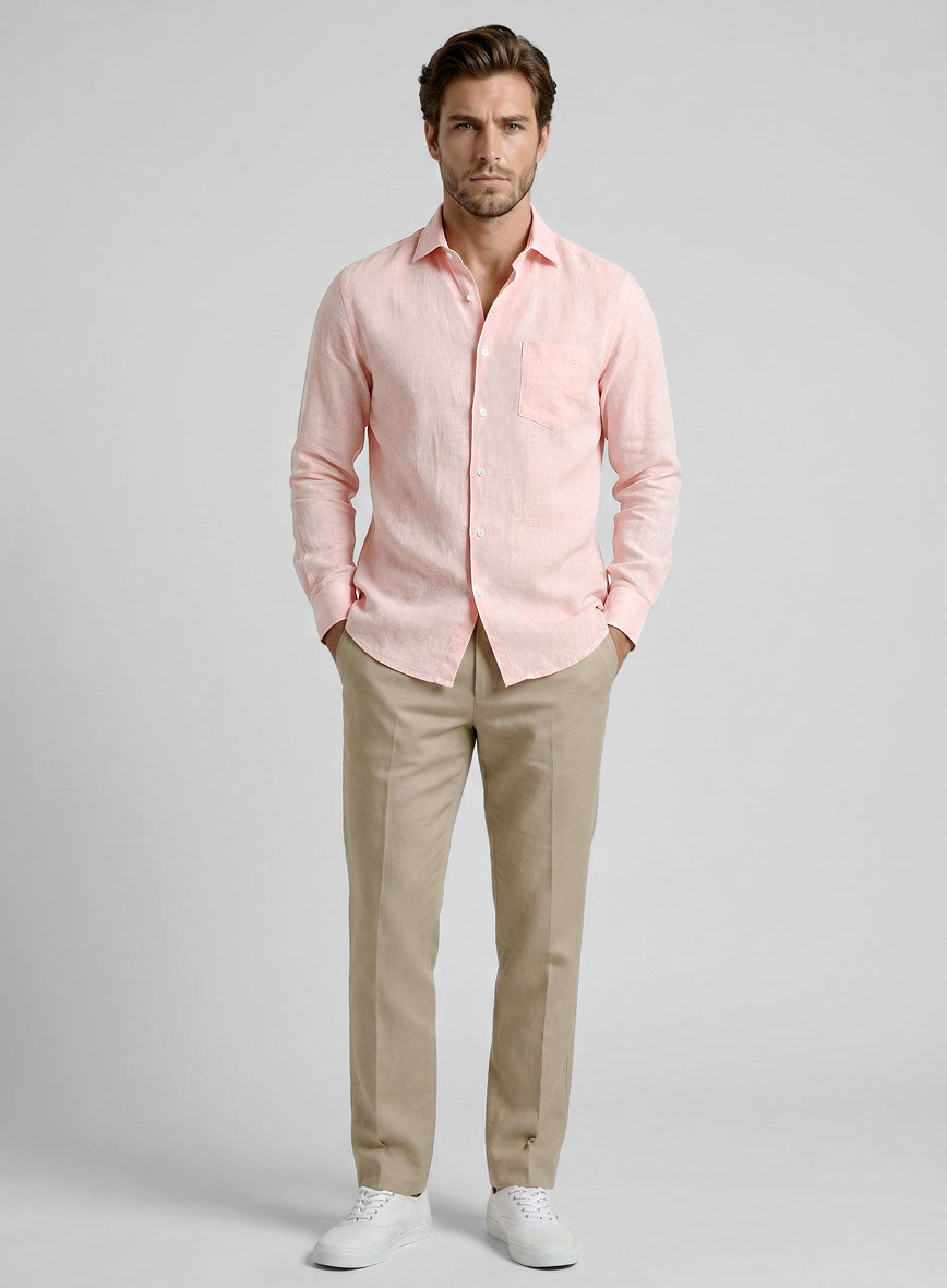 Dublin Baby Pink Linen Shirt - StudioSuits