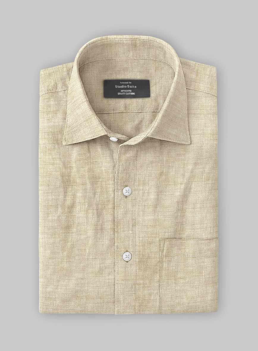 Dublin Barley Brown Linen Shirt - StudioSuits