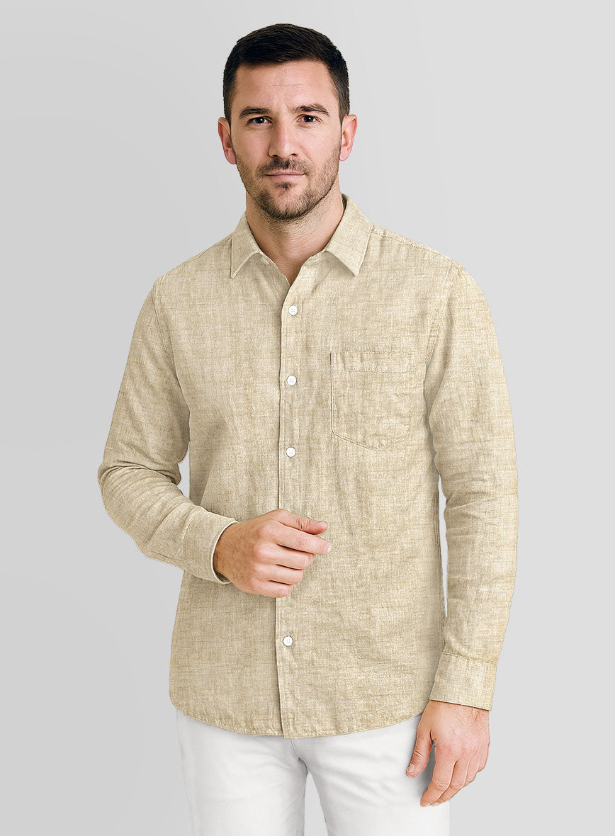 Dublin Barley Brown Linen Shirt - StudioSuits