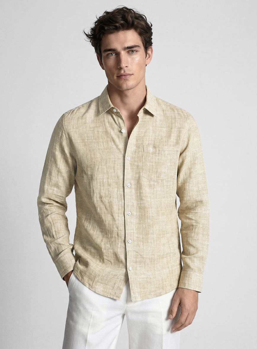 Dublin Barley Brown Linen Shirt - StudioSuits