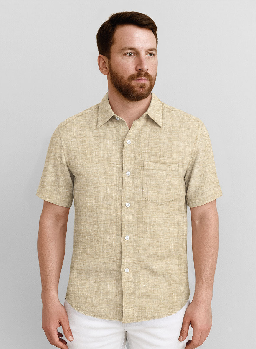 Dublin Barley Brown Linen Shirt - StudioSuits
