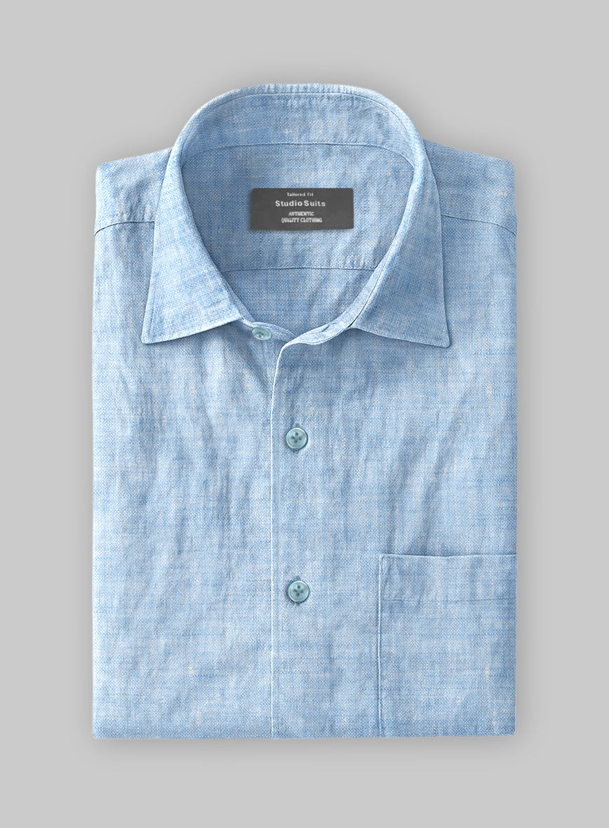 Dublin Blue Linen Shirt - StudioSuits