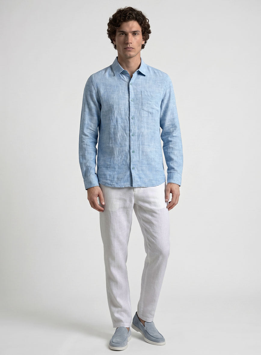 Dublin Blue Linen Shirt - StudioSuits