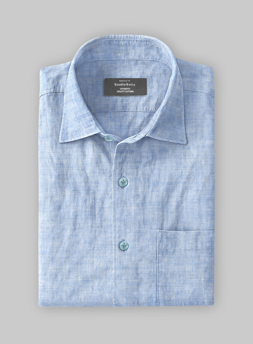 Dublin Blue Linen Shirt - StudioSuits