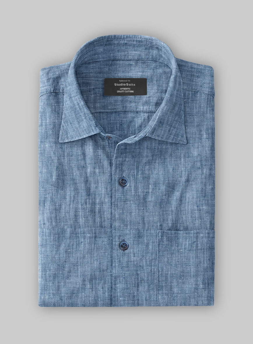 Dublin Ink Blue Linen Shirt - StudioSuits