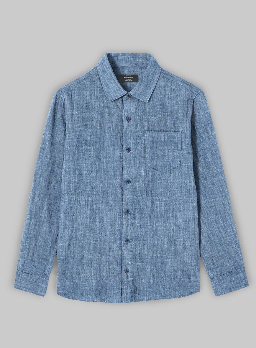 Dublin Ink Blue Linen Shirt - StudioSuits