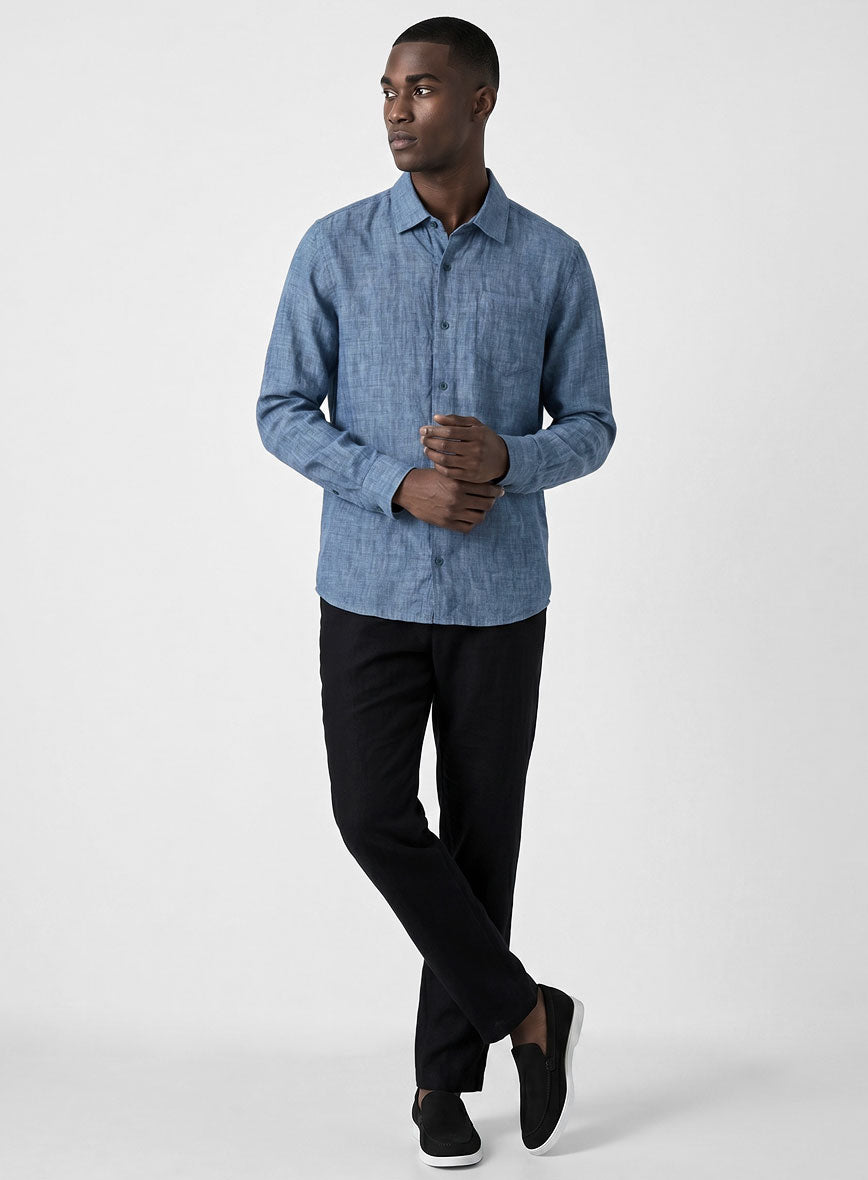 Dublin Ink Blue Linen Shirt - StudioSuits