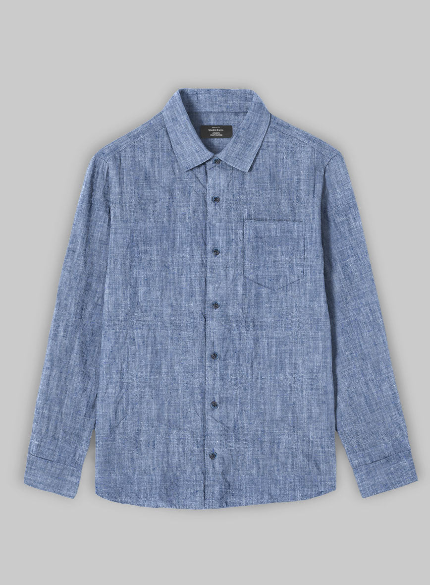 Dublin Ink Blue Linen Shirt - StudioSuits