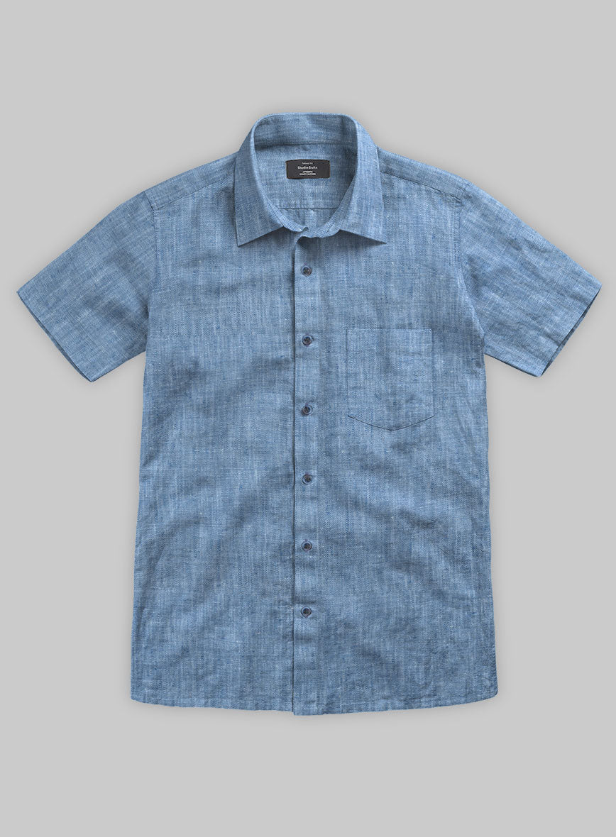 Dublin Ink Blue Linen Shirt - StudioSuits