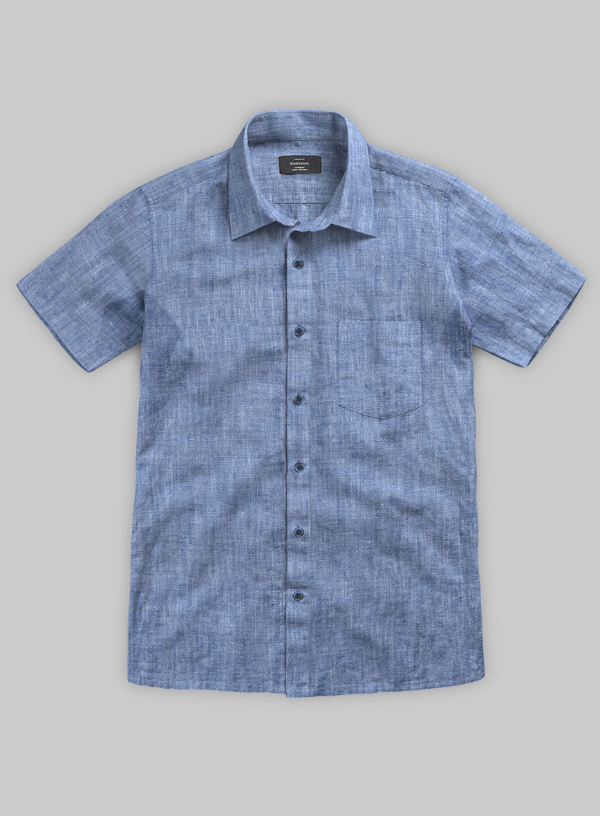 Dublin Ink Blue Linen Shirt - StudioSuits