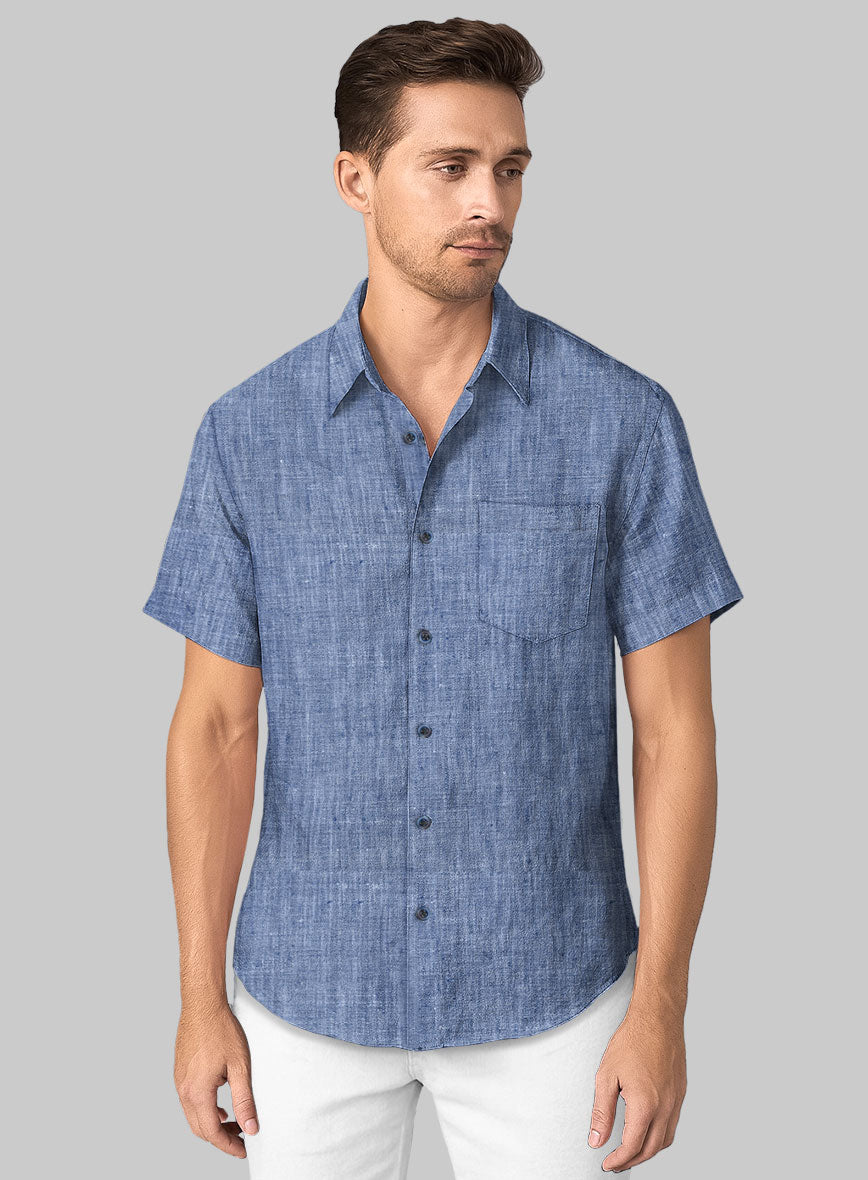 Dublin Ink Blue Linen Shirt - StudioSuits