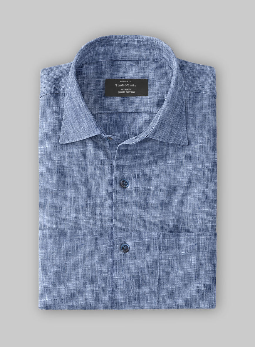 Dublin Ink Blue Linen Shirt - StudioSuits