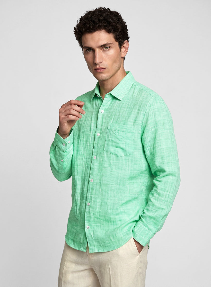 Dublin Shell Green Linen Shirt - StudioSuits
