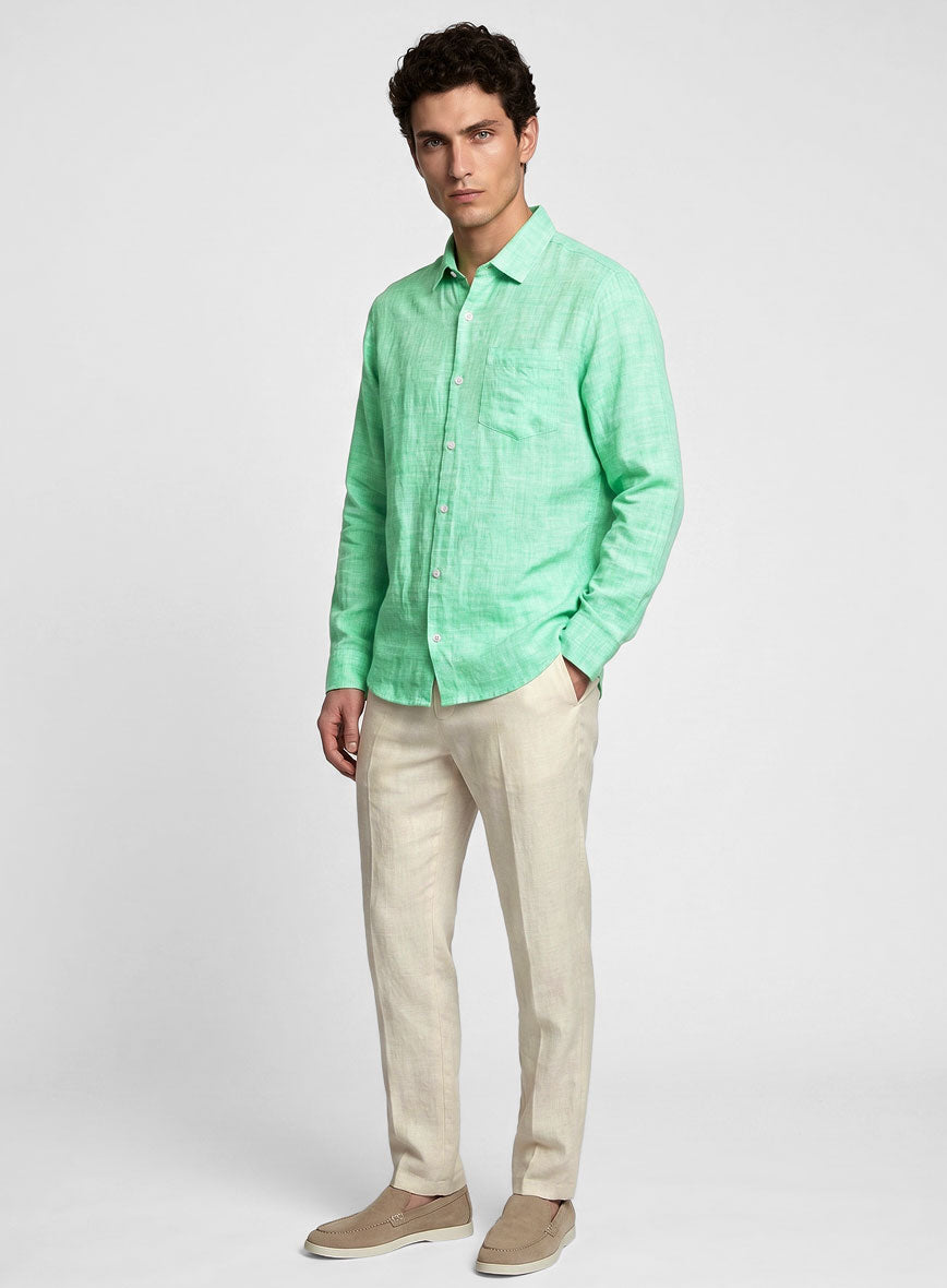 Dublin Shell Green Linen Shirt - StudioSuits