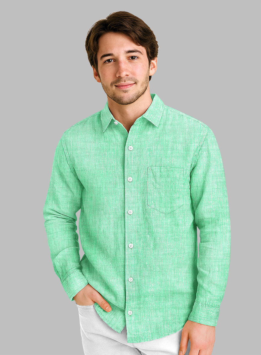 Dublin Shell Green Linen Shirt - StudioSuits