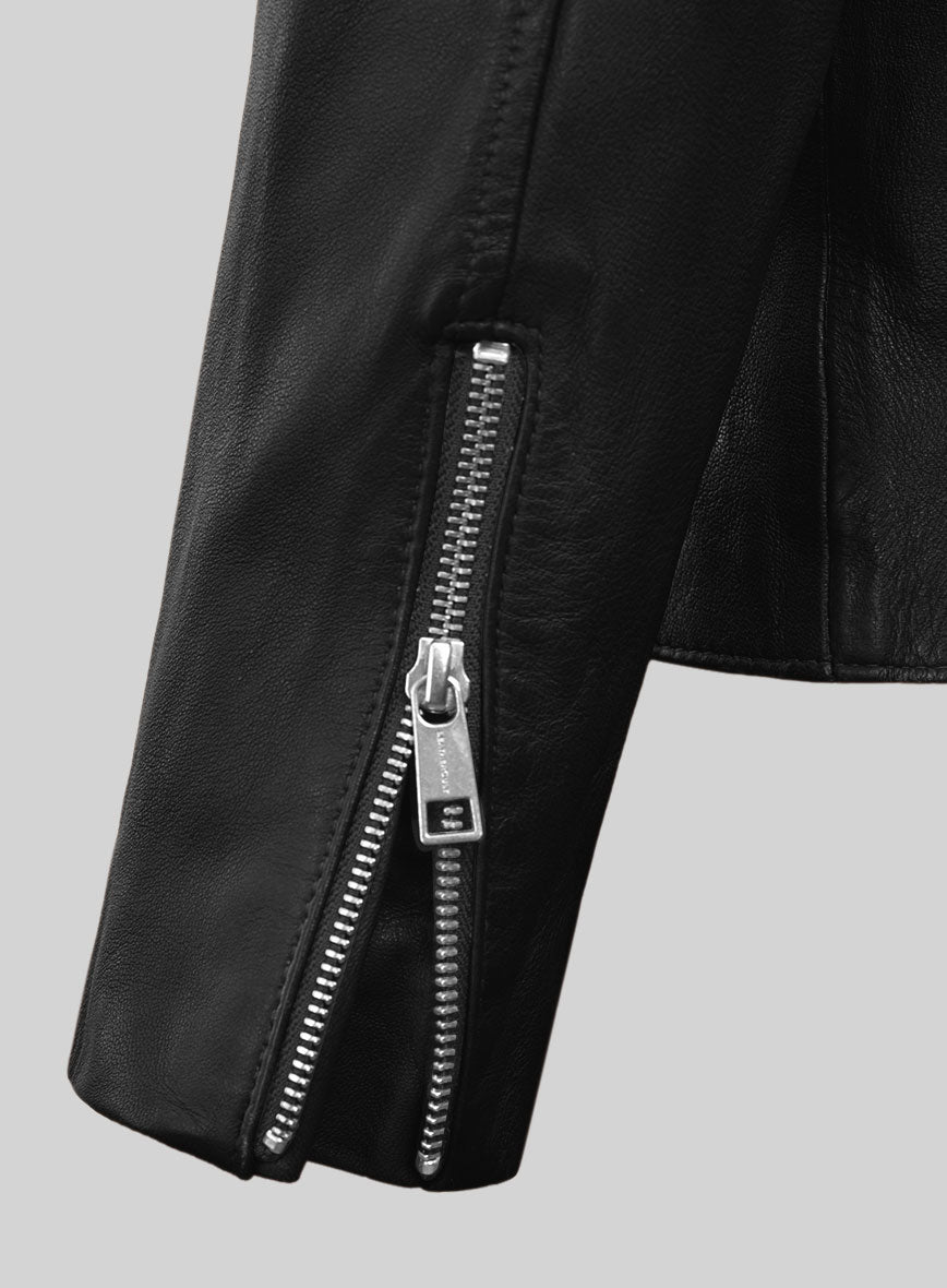 Dune Drifter Black Biker Leather Jacket - StudioSuits