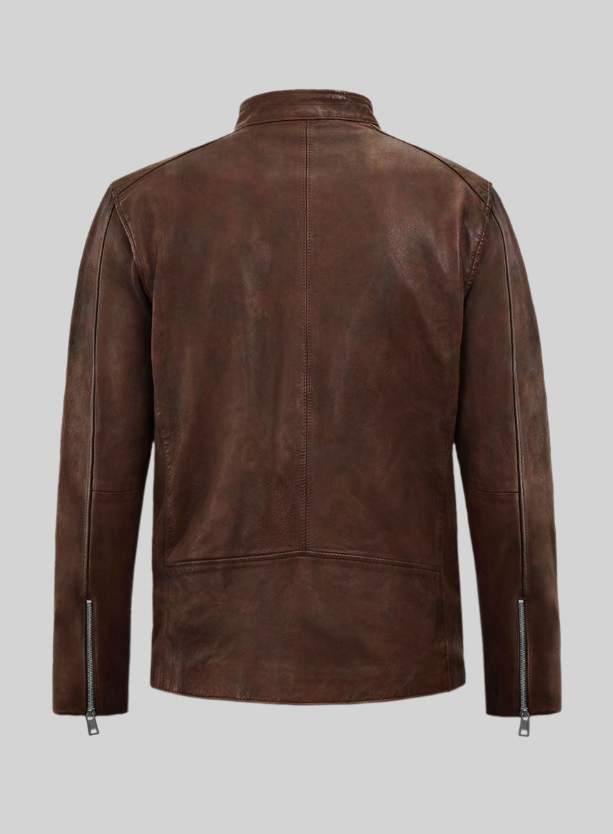 Dune Drifter Spanish Brown Biker Leather Jacket - StudioSuits