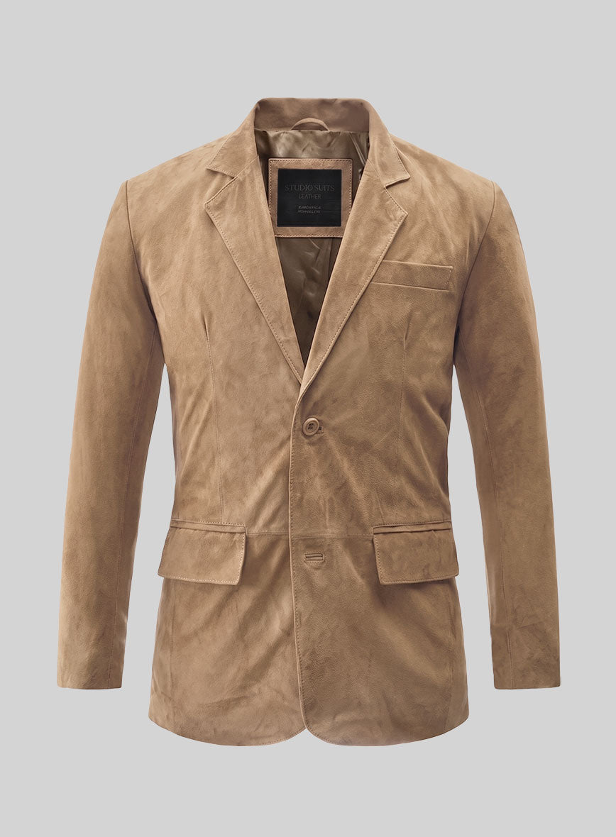 Dusty Beige Suede Leather Suit - StudioSuits