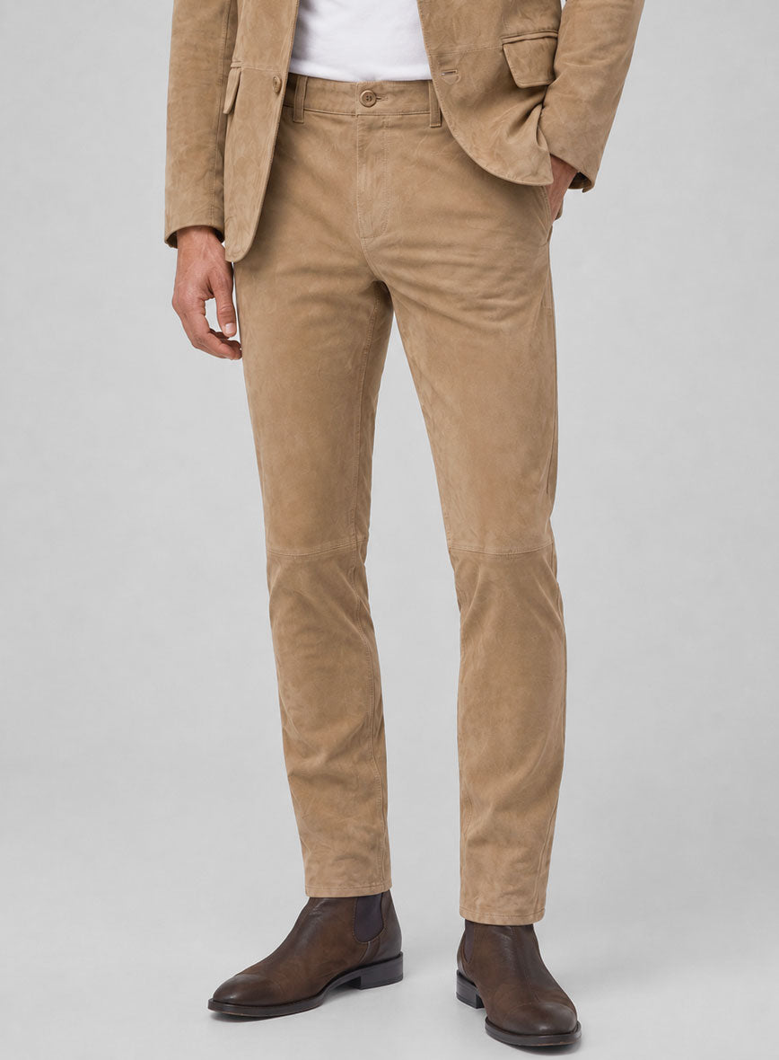 Dusty Beige Suede Leather Suit - StudioSuits