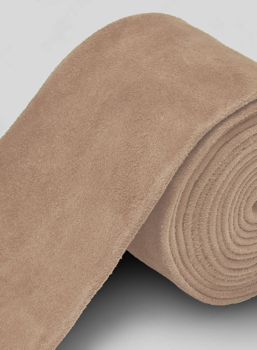 Dusty Beige Suede Leather Tie - StudioSuits