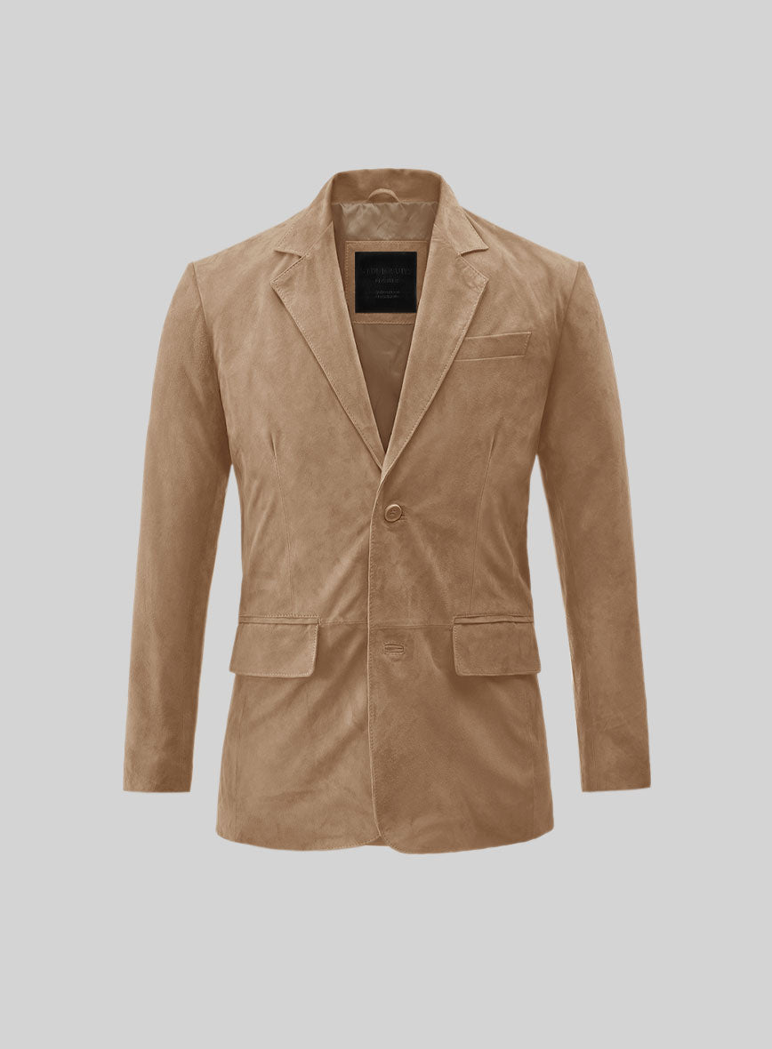 Dusty Beige Suede Leather Blazer - StudioSuits