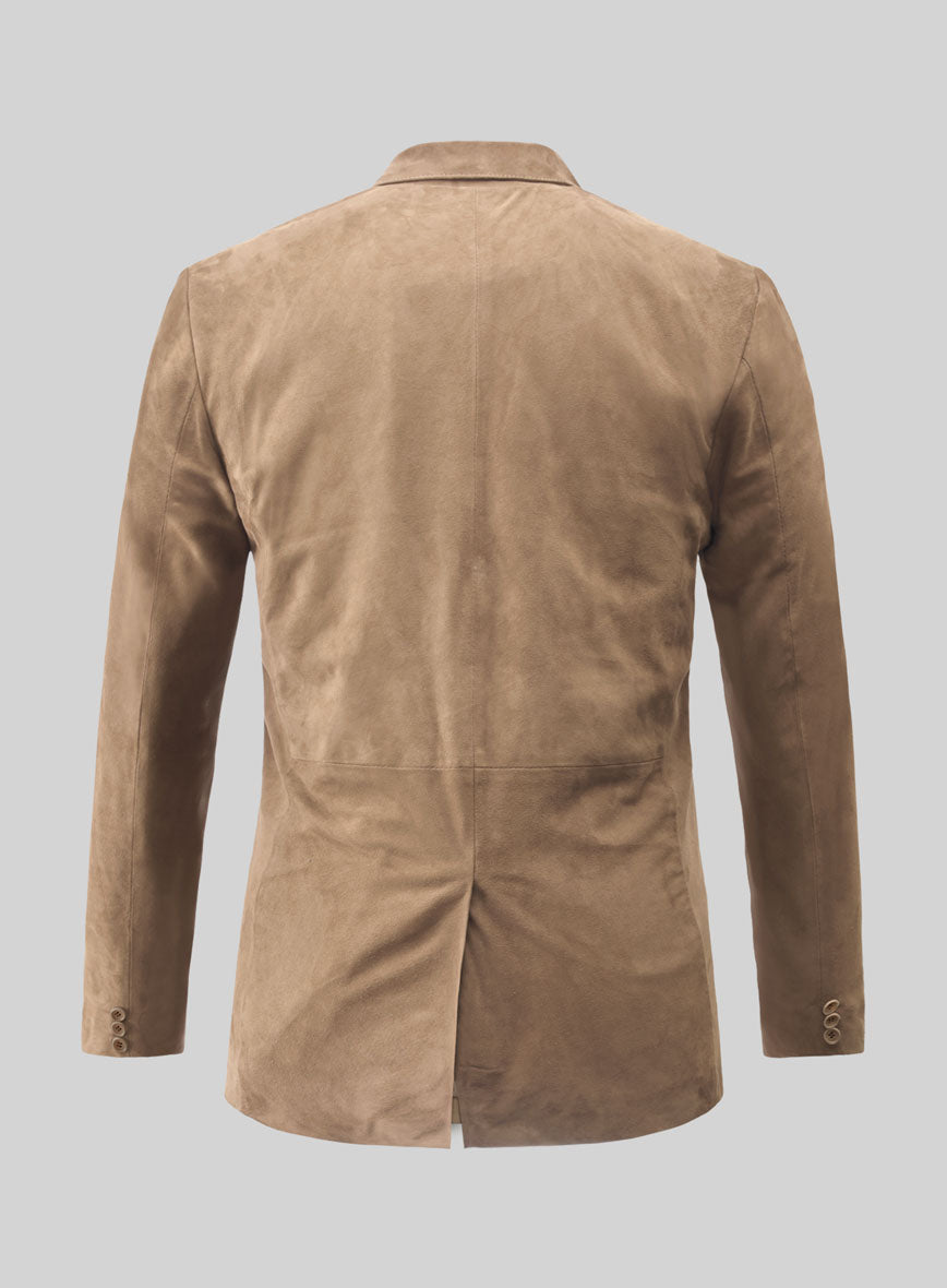 Dusty Beige Suede Leather Blazer - StudioSuits