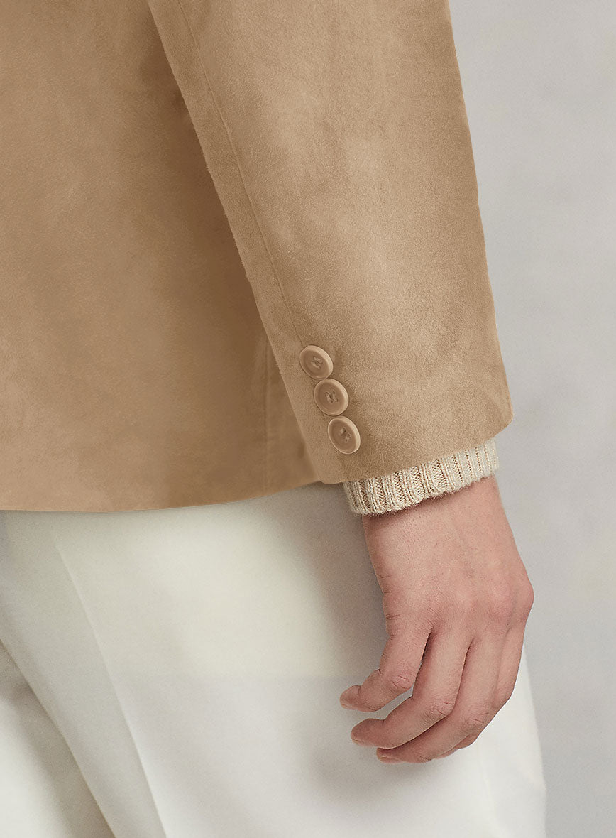 Dusty Beige Suede Leather Blazer - StudioSuits