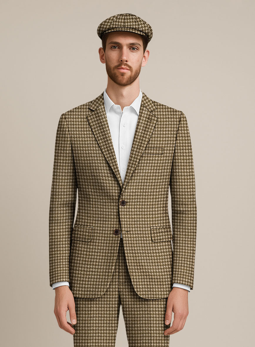 Earth Brown Houndstooth Tweed Jacket - StudioSuits