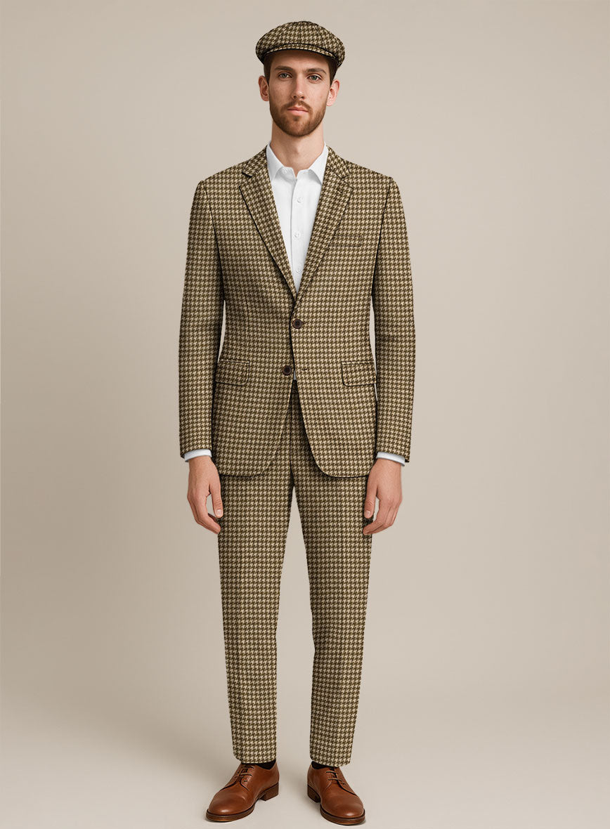 Earth Brown Houndstooth Tweed Suit - StudioSuits