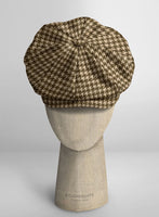 Earth Brown Houndstooth Tweed Newsboy Cap - StudioSuits