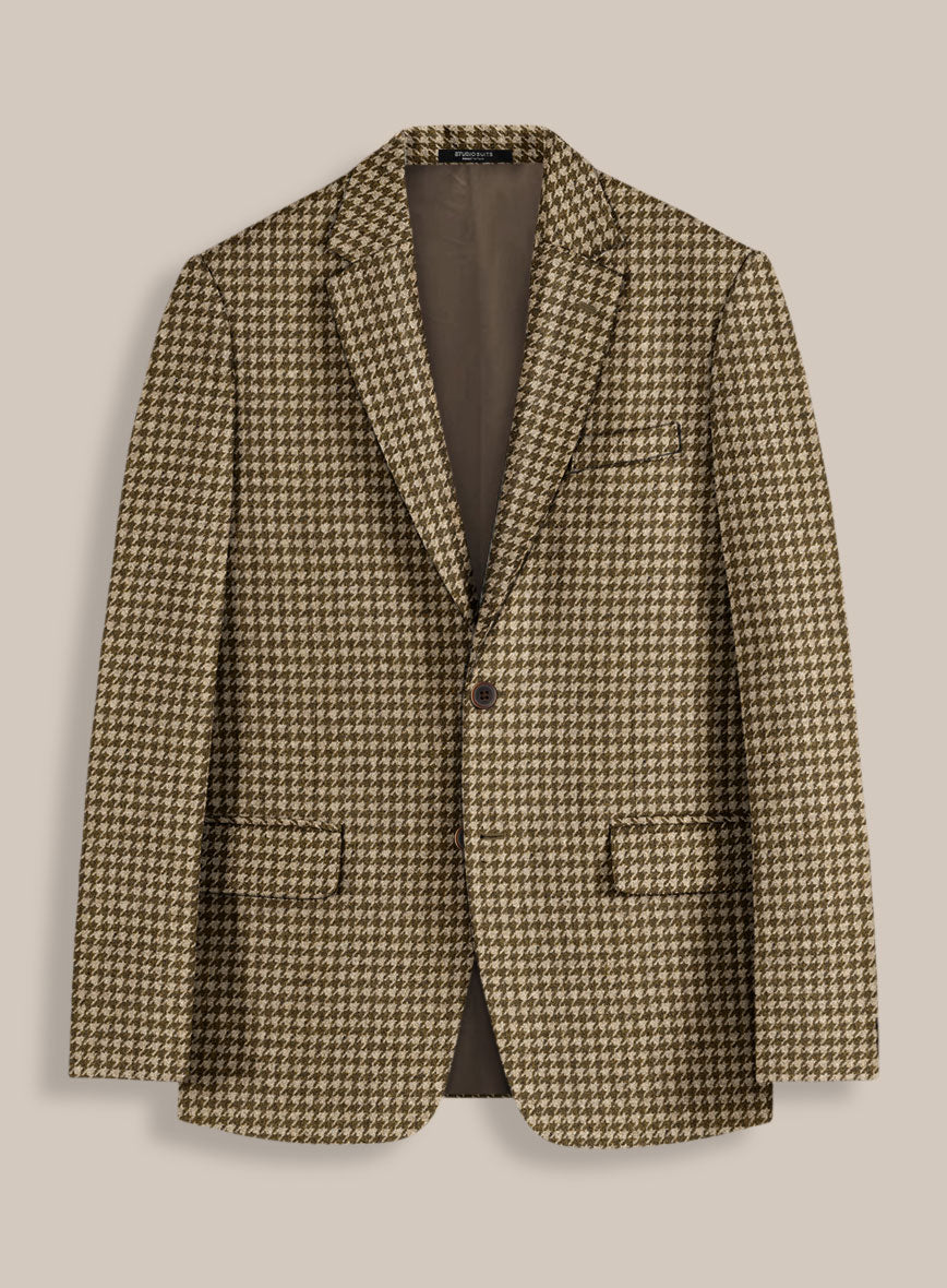 Earth Brown Houndstooth Tweed Jacket - StudioSuits